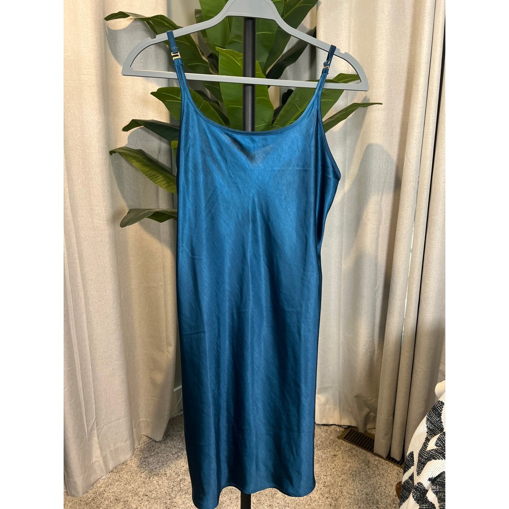 Soma Sensual Satin Slip Dress M  Teal